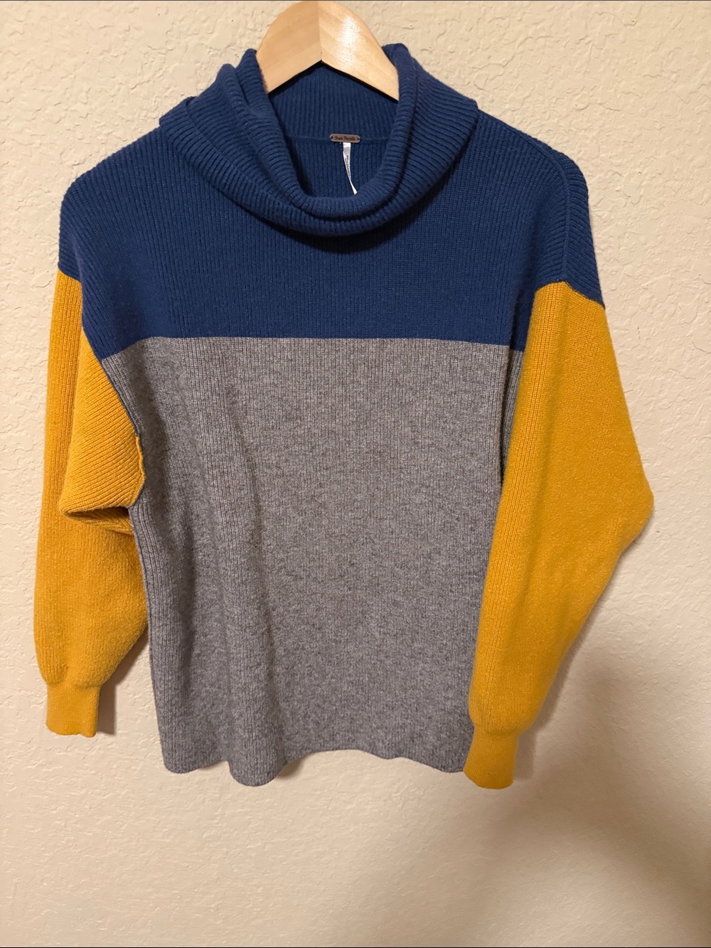 Free People Navy Ribbed Knit Sweater